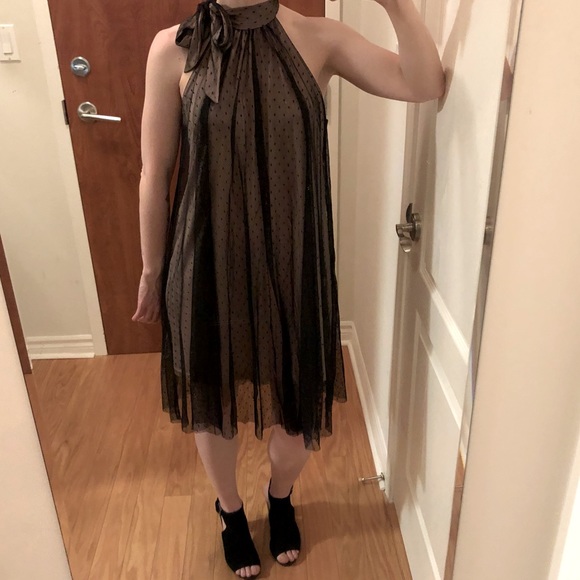 High tie-neck mini-dress - Picture 7 of 12